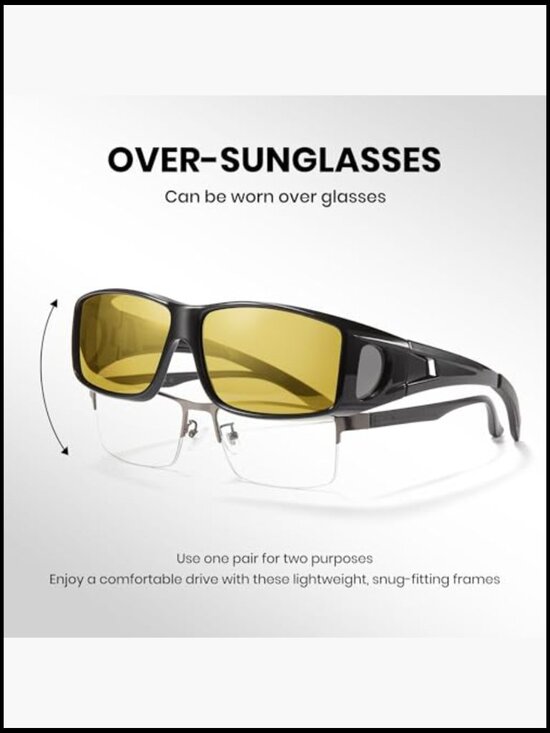 Photochromic Polarized Driving Glasses Wrap-Around Fit Over Eyeglasses main image 6